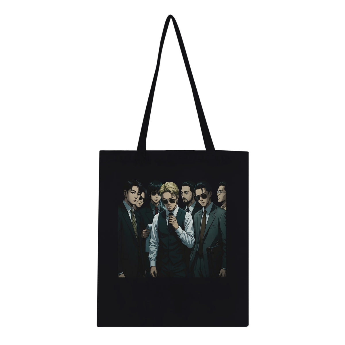 BTS single design tote bag in black canvas