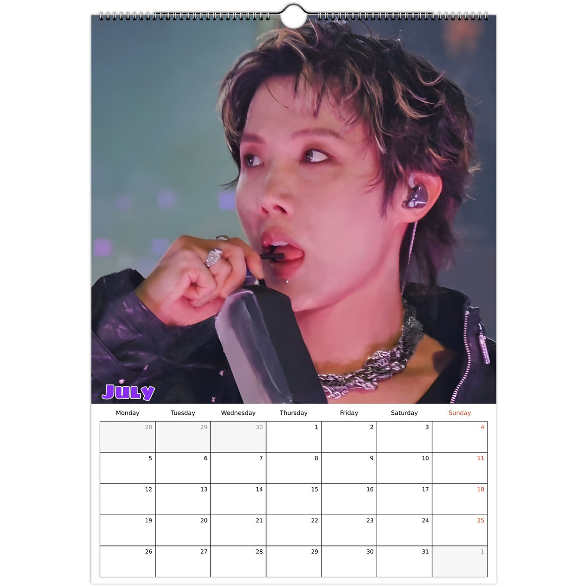 BTS J‑Hope Calendar 2027 July page