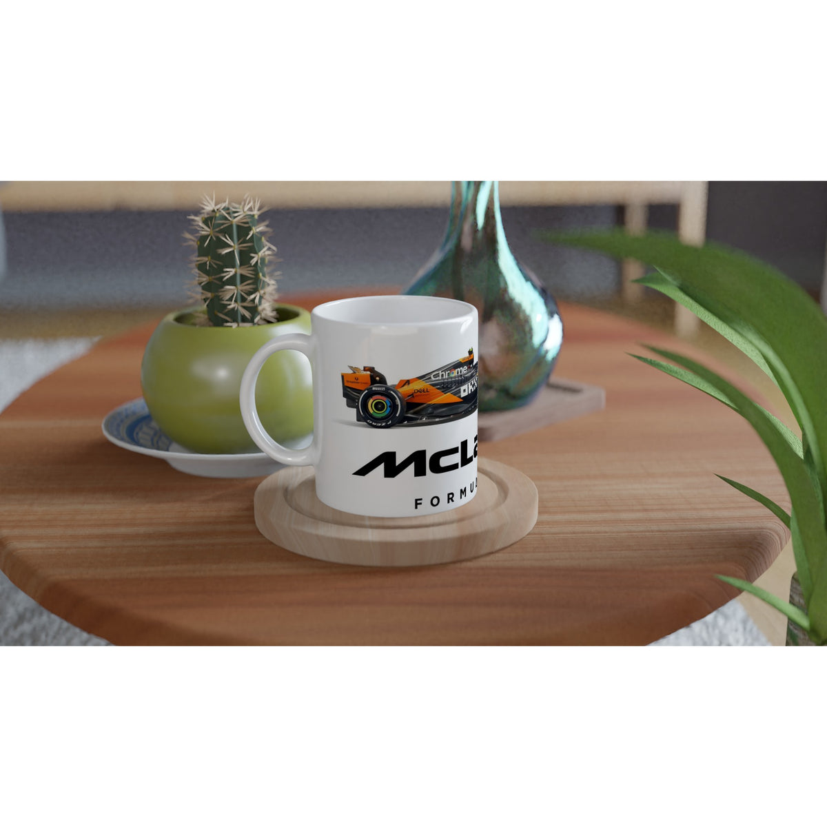 Orange and blue McLaren MCL39 F1 car mug