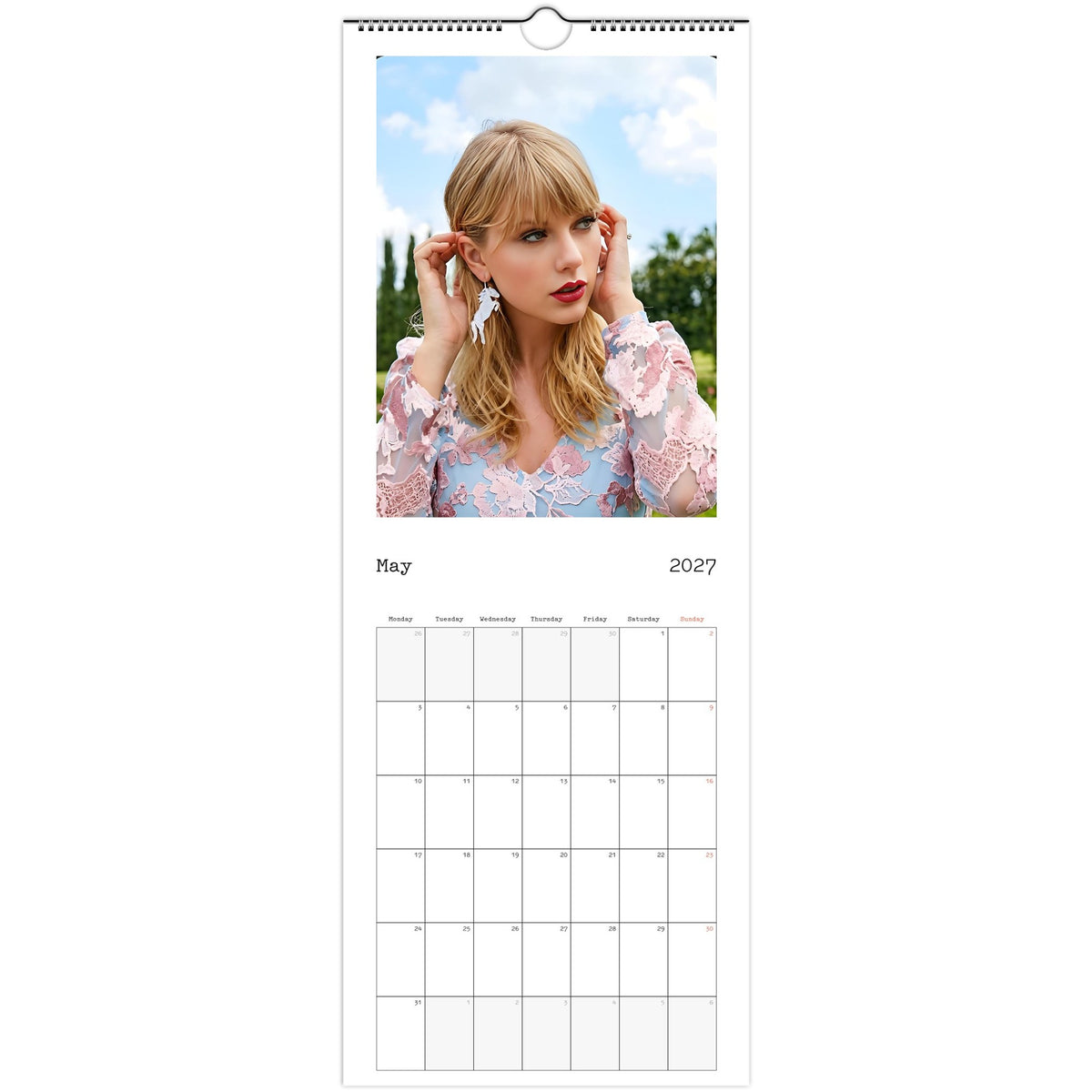 May 2027 page in Taylor Swift slim wall calendar