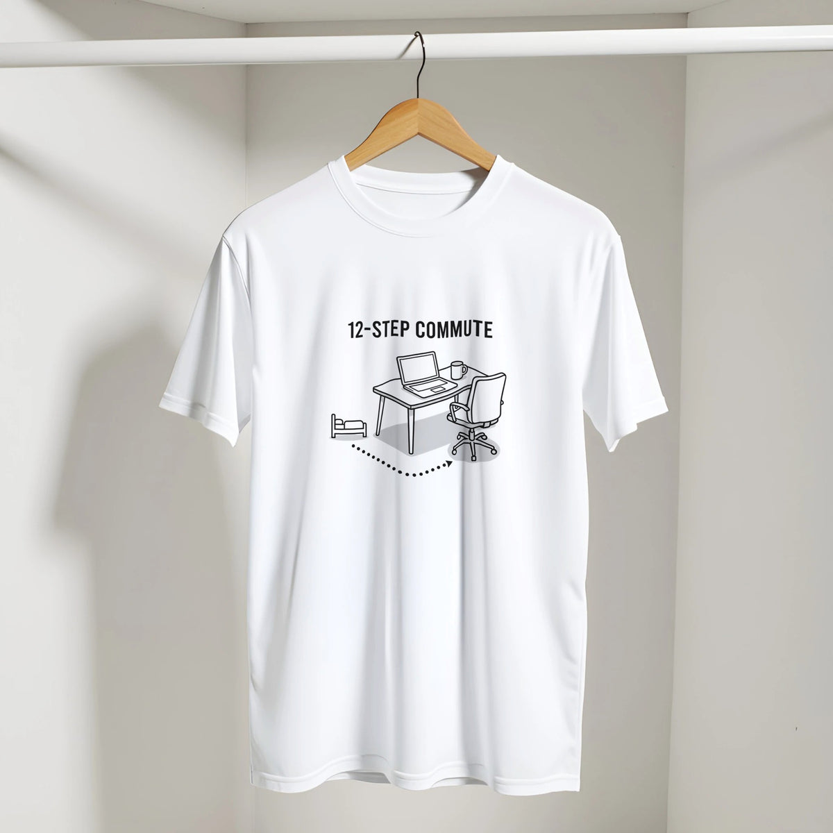 Home office desk illustration white tee