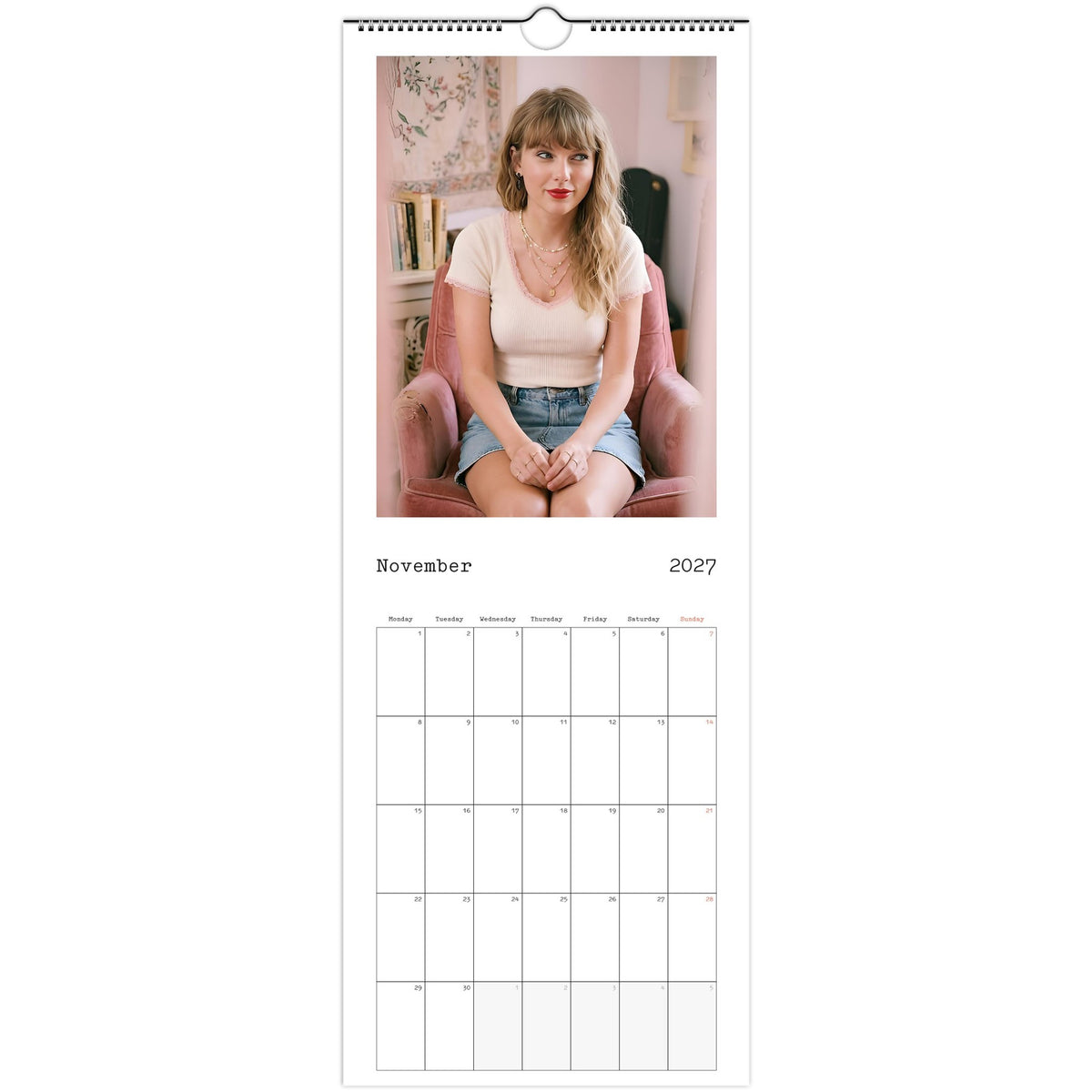 November 2027 page in Taylor Swift slim wall calendar