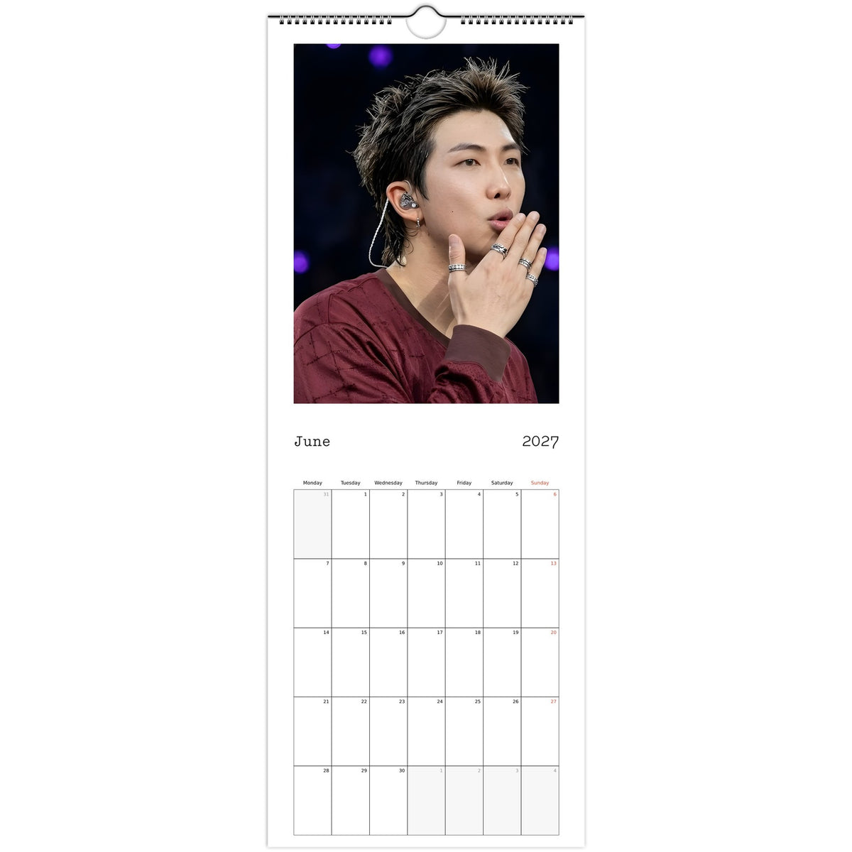 BTS RM Calendar 2027 June page
