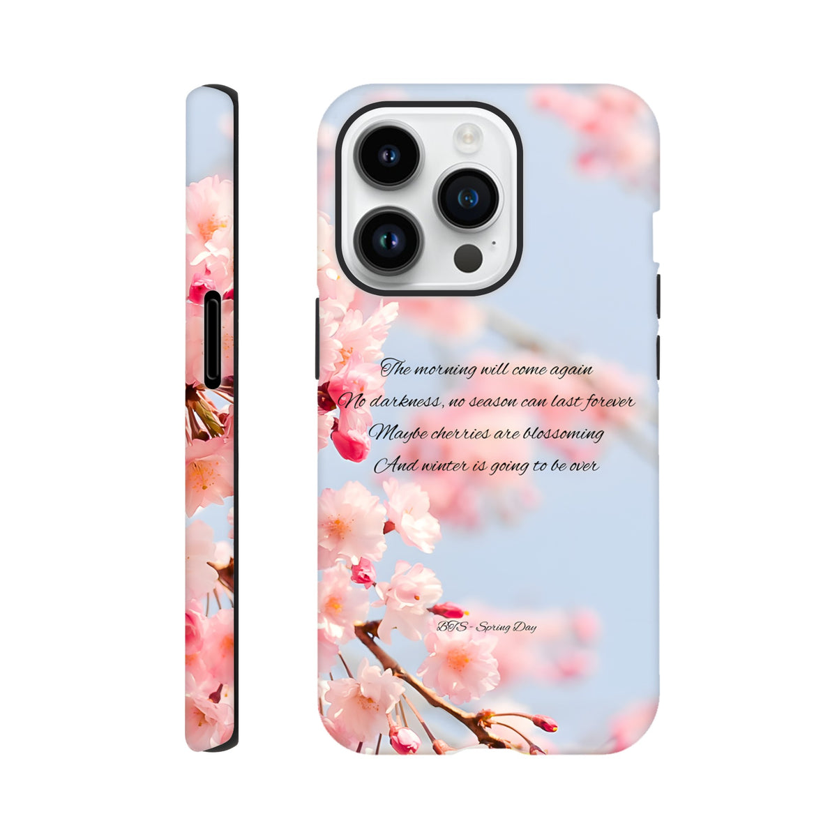 Protective iPhone case featuring BTS Spring Day inspired graphics