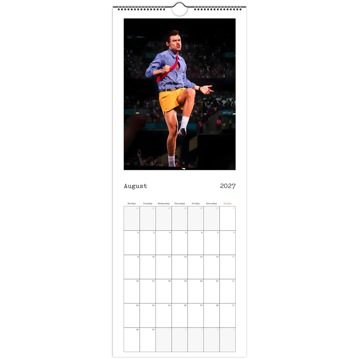Harry Styles Calendar 2027 August 