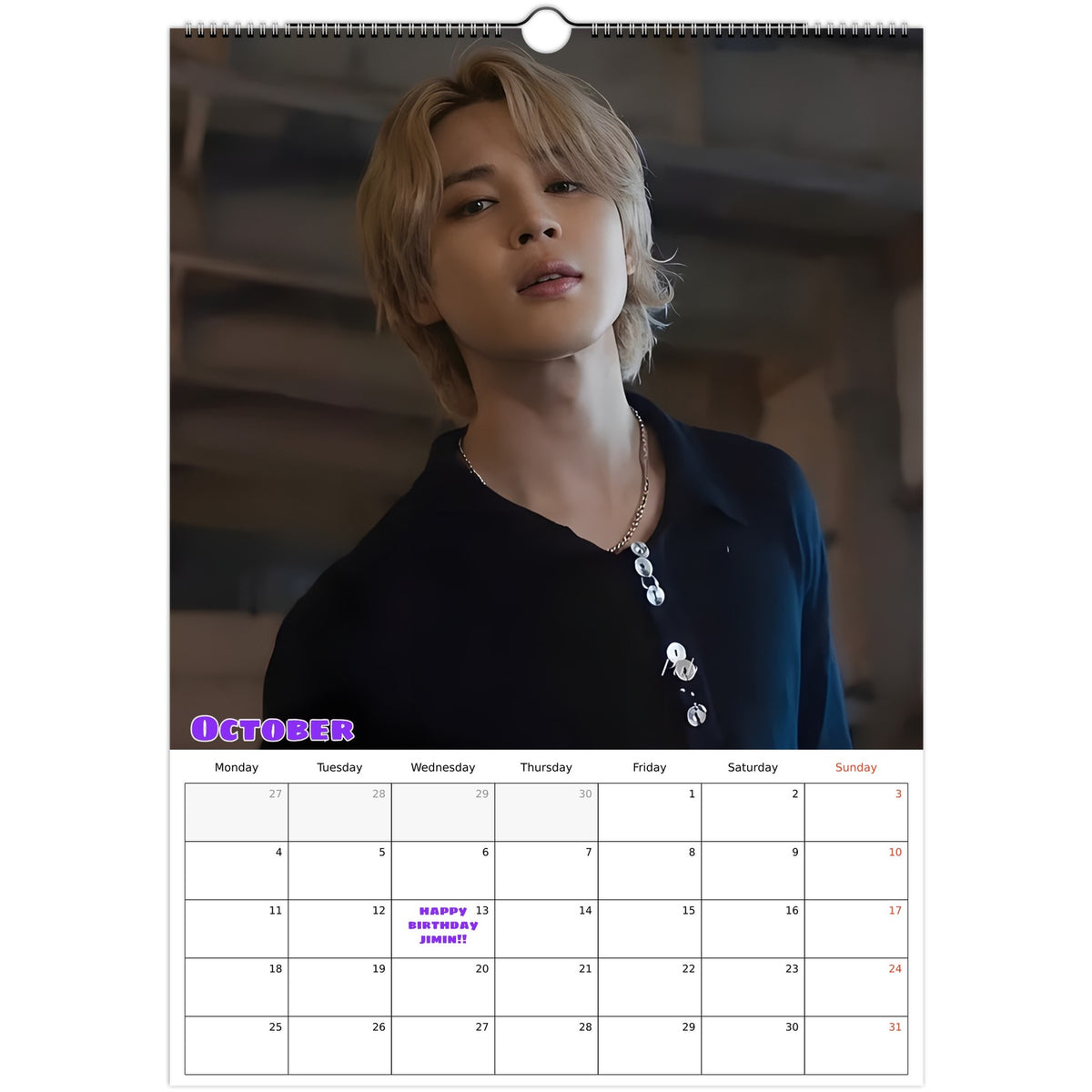 BTS Jimin Calendar October portrait