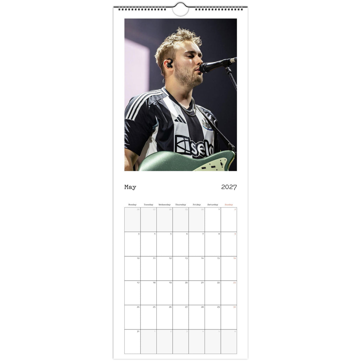 May 2027 page in Sam Fender slim wall calendar