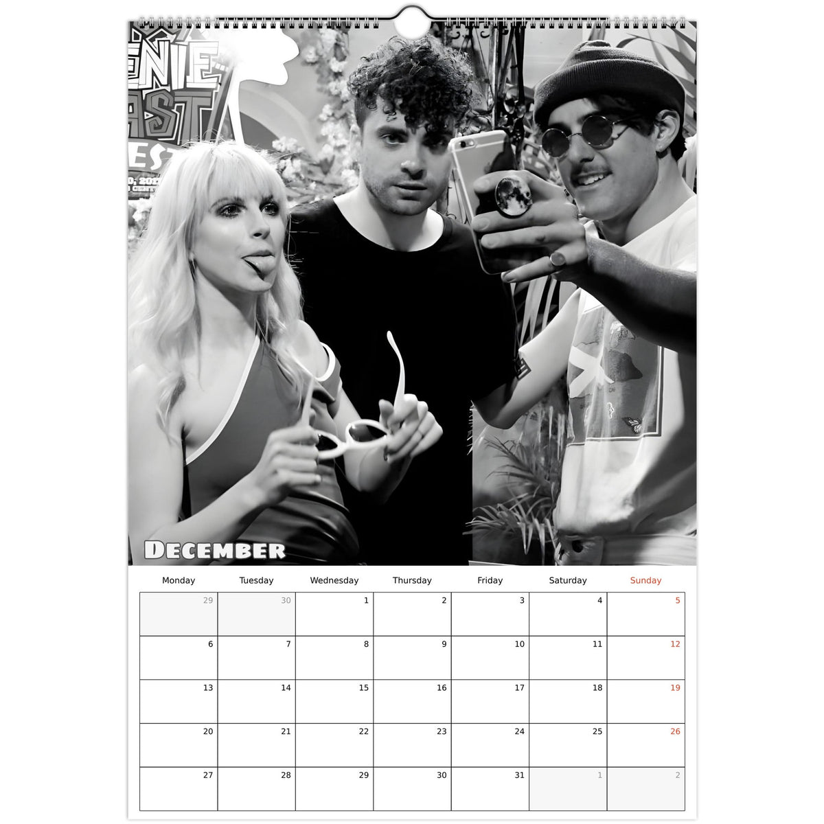 Paramore Calendar 2027 December photo