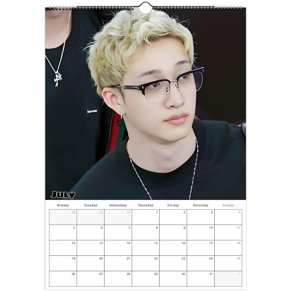 July page of Stray Kids Bang Chan 2027 A3 wall calendar