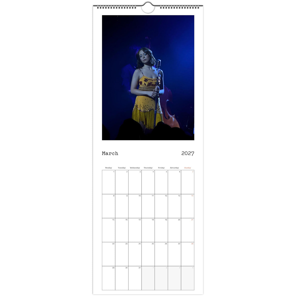 March 2027 page in Laufey slim wall calendar