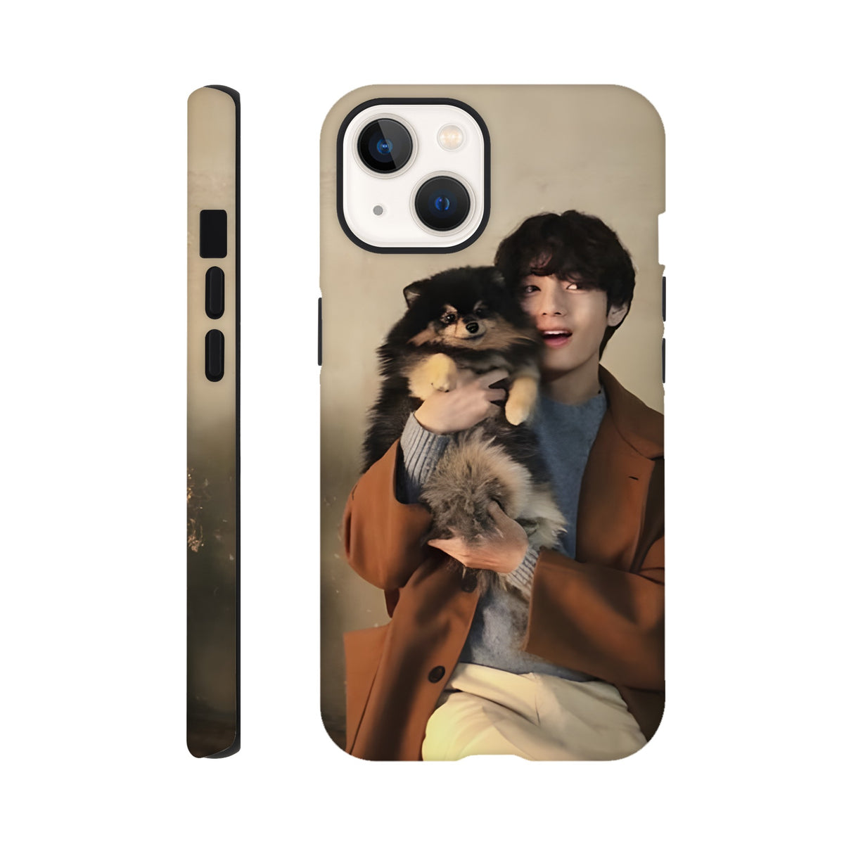 Taehyung and Yeontan iPhone tough case with scratch‑resistant outer shell