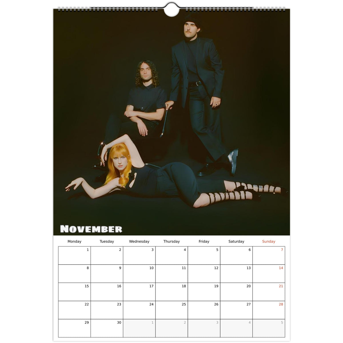 Paramore Calendar 2027 November photo