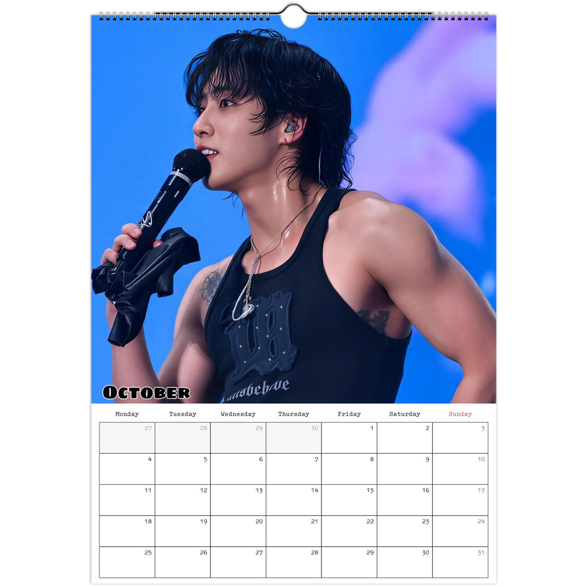 October 2027 page in Stray Kids HAN A3 wall calendar
