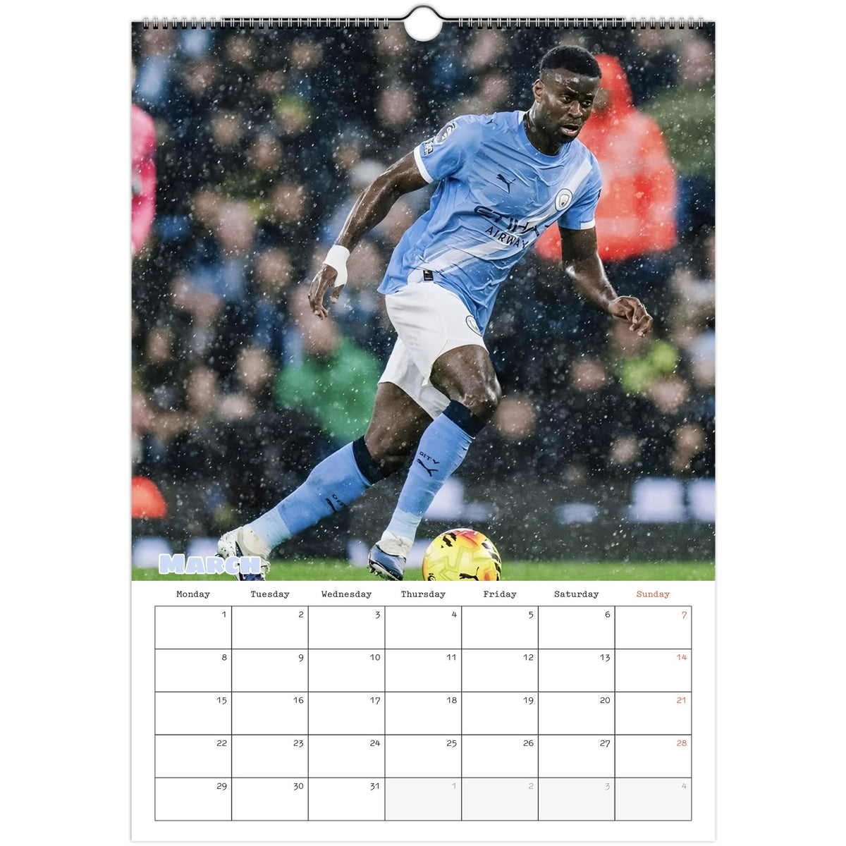 Man City Calendar 2027 March page