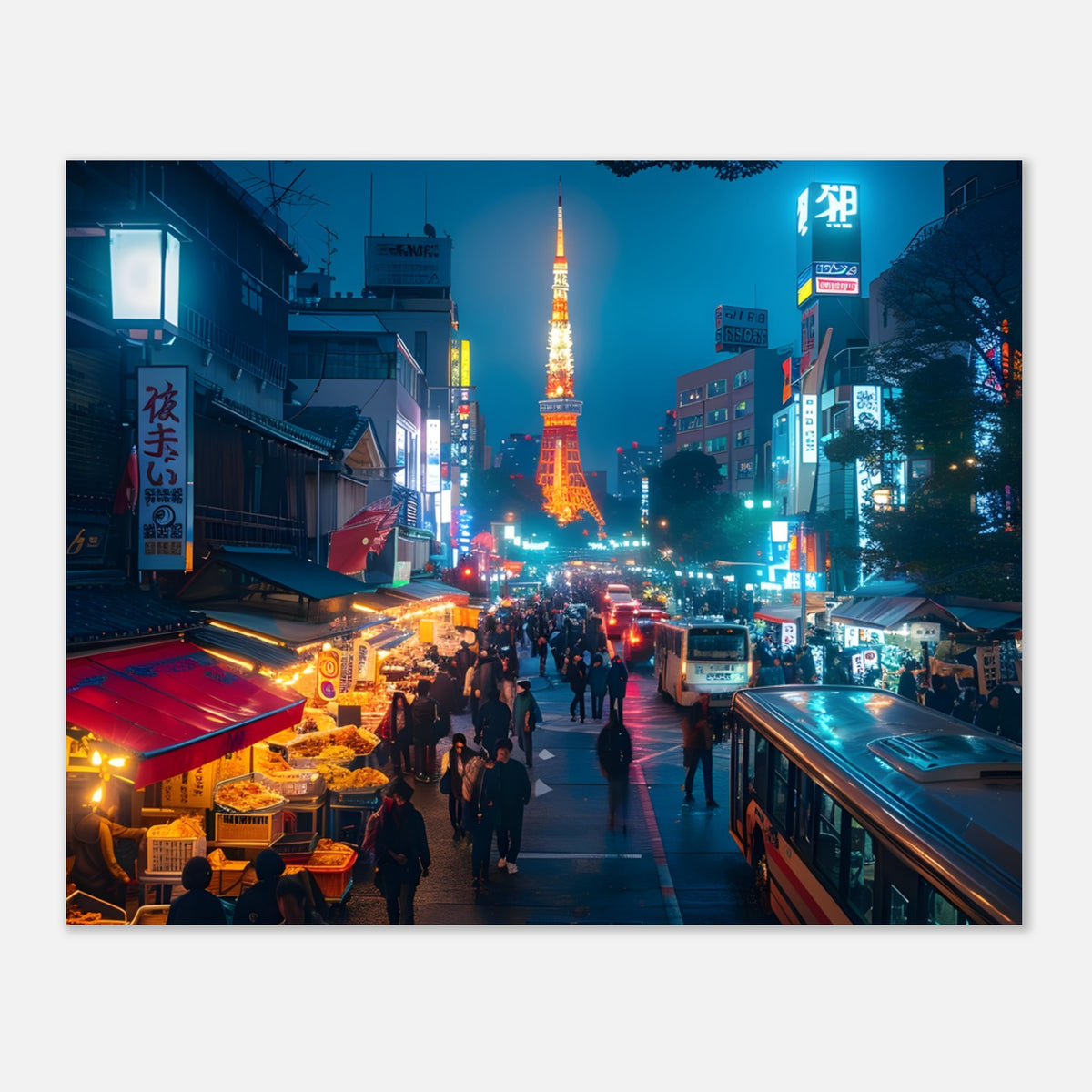 Japanese nightlife poster showcasing bright neon city streets