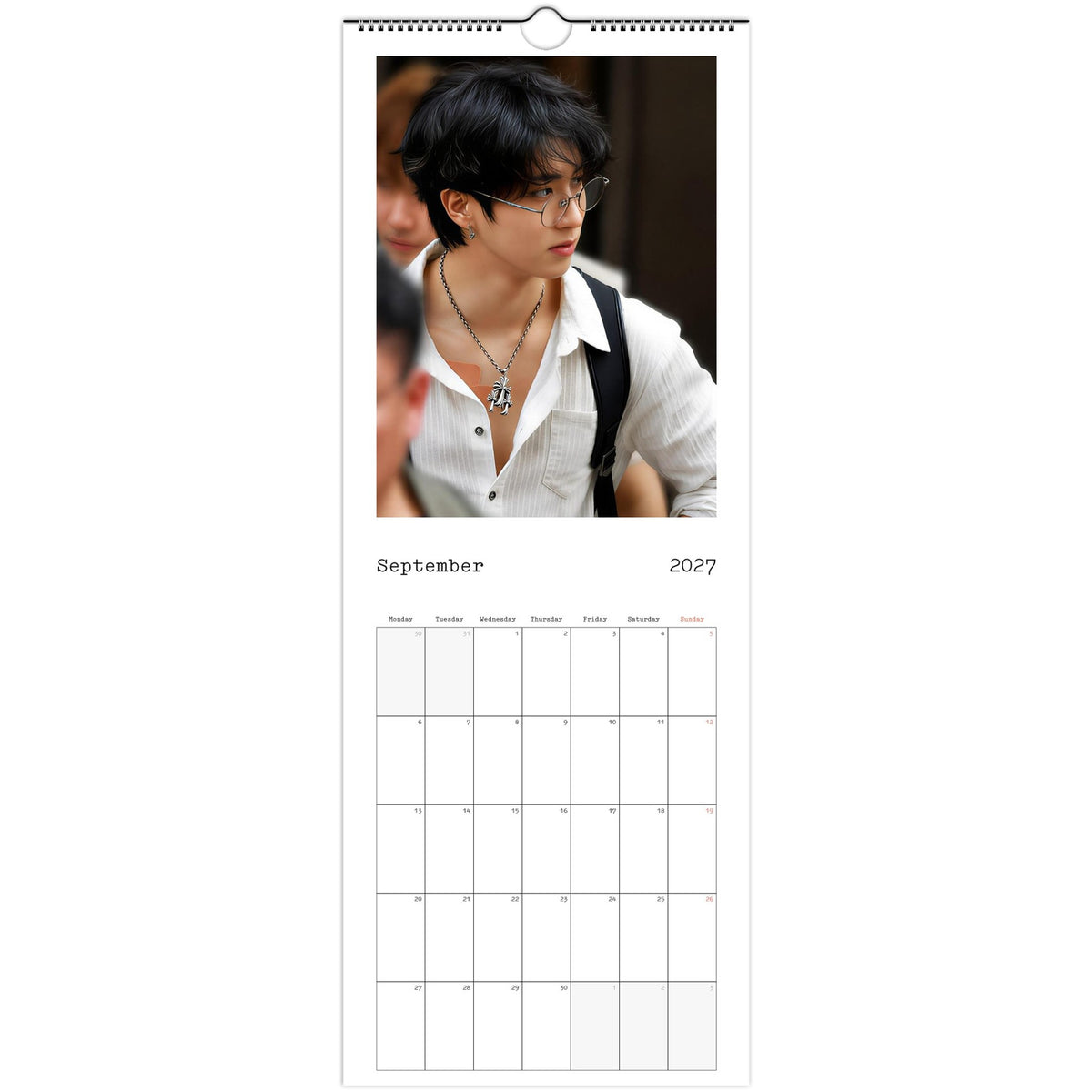 September 2027 page in Stray Kids HAN slim wall calendar
