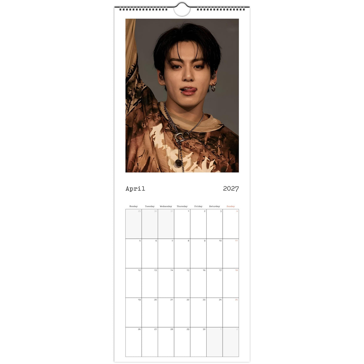 BTS Jungkook Calendar 2027 April page