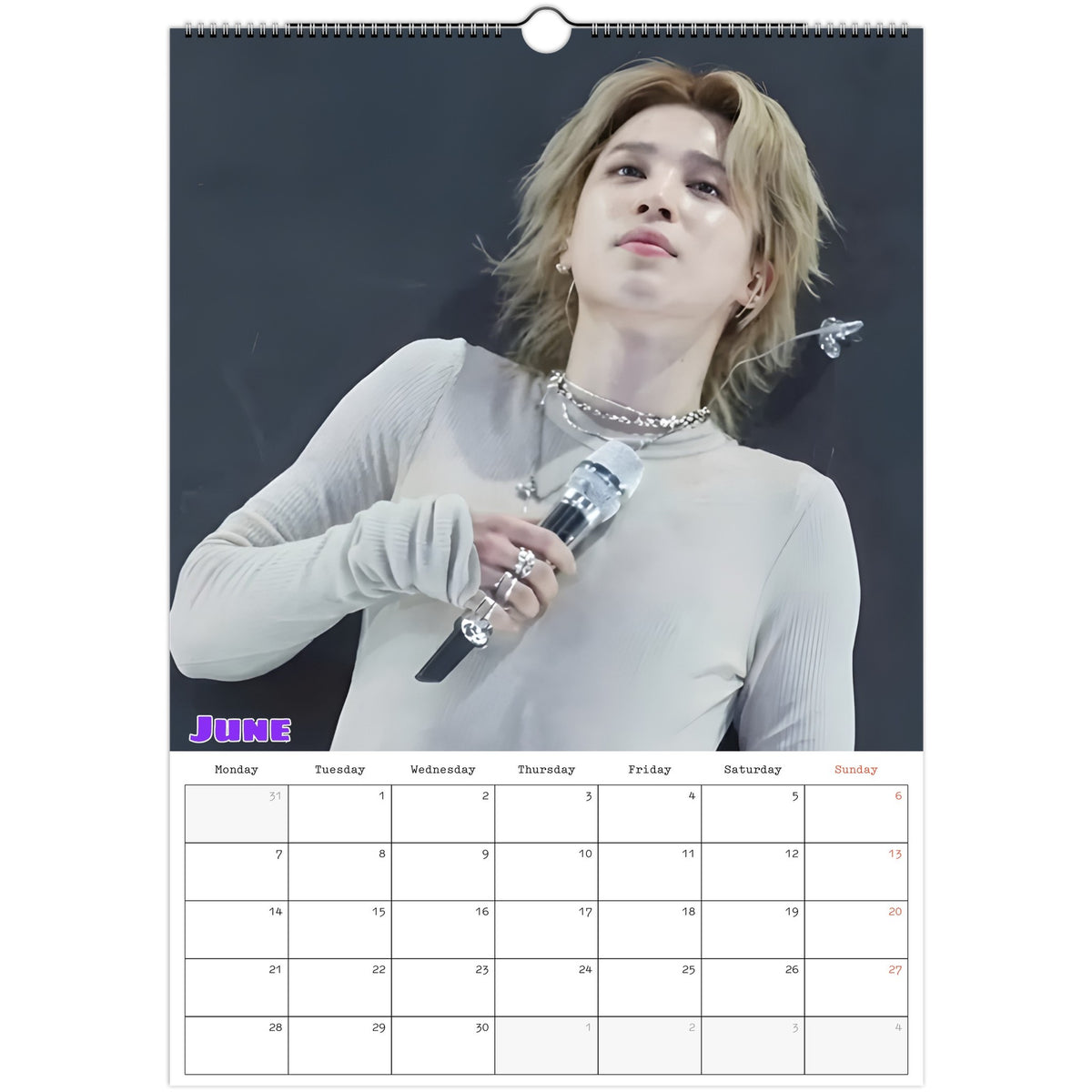 BTS Jimin Calendar 2027 June page