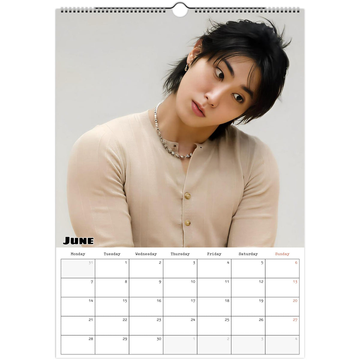 June 2027 page in Stray Kids HAN A3 wall calendar