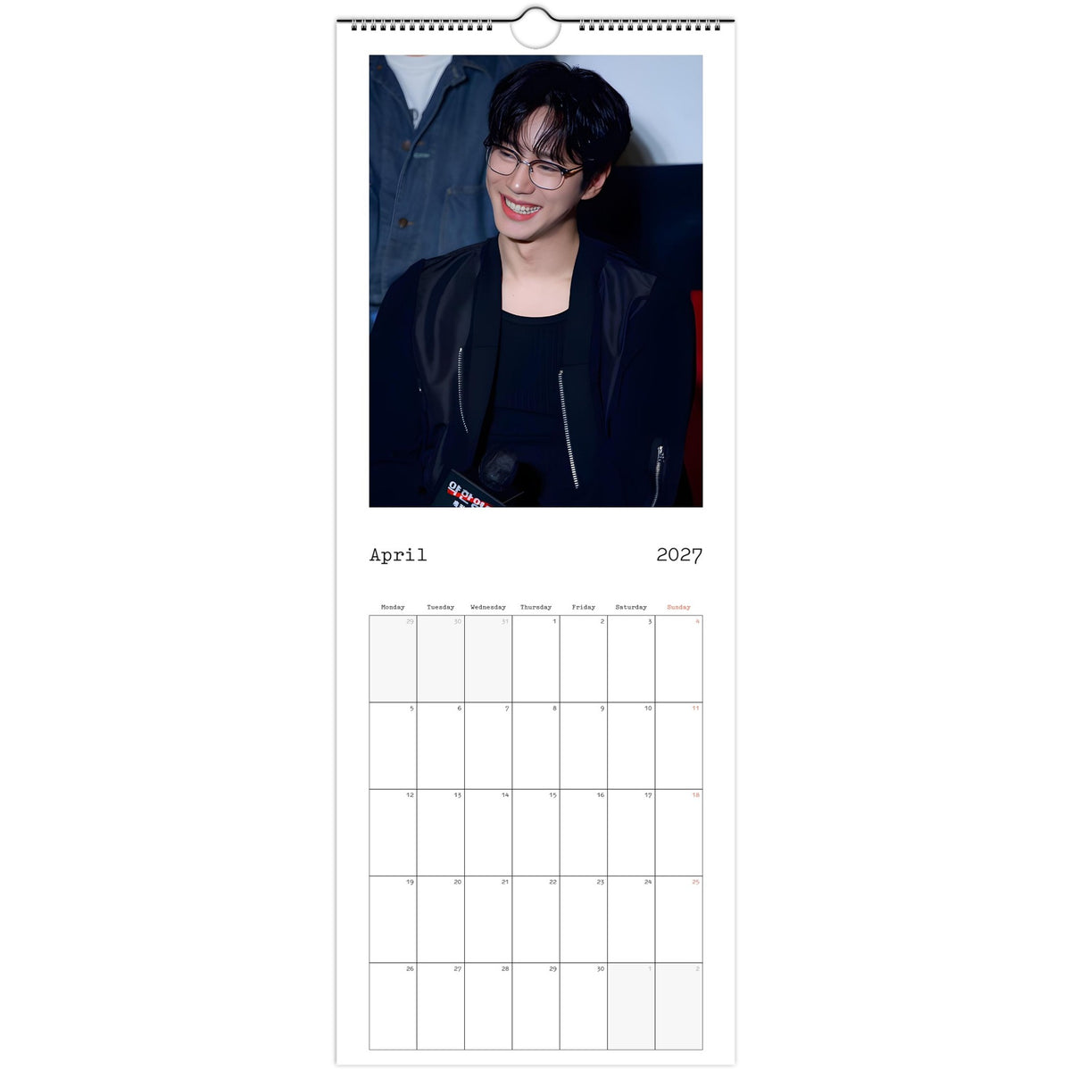 April 2027 page in Lee Jun-young slim wall calendar