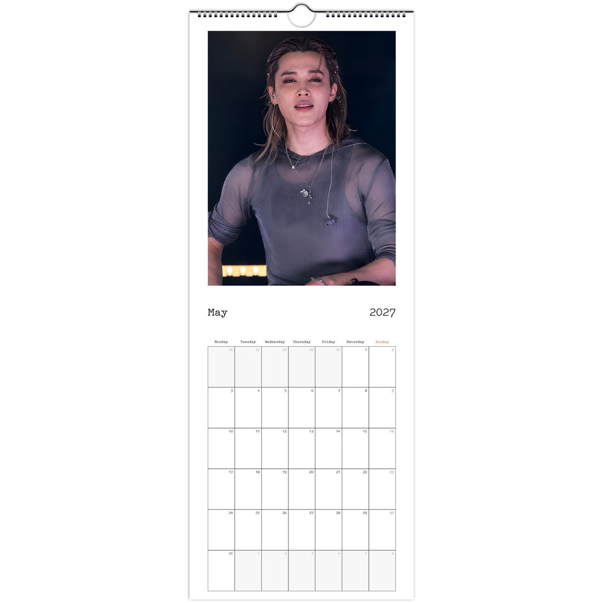 BTS Jimin Calendar 2027 May page