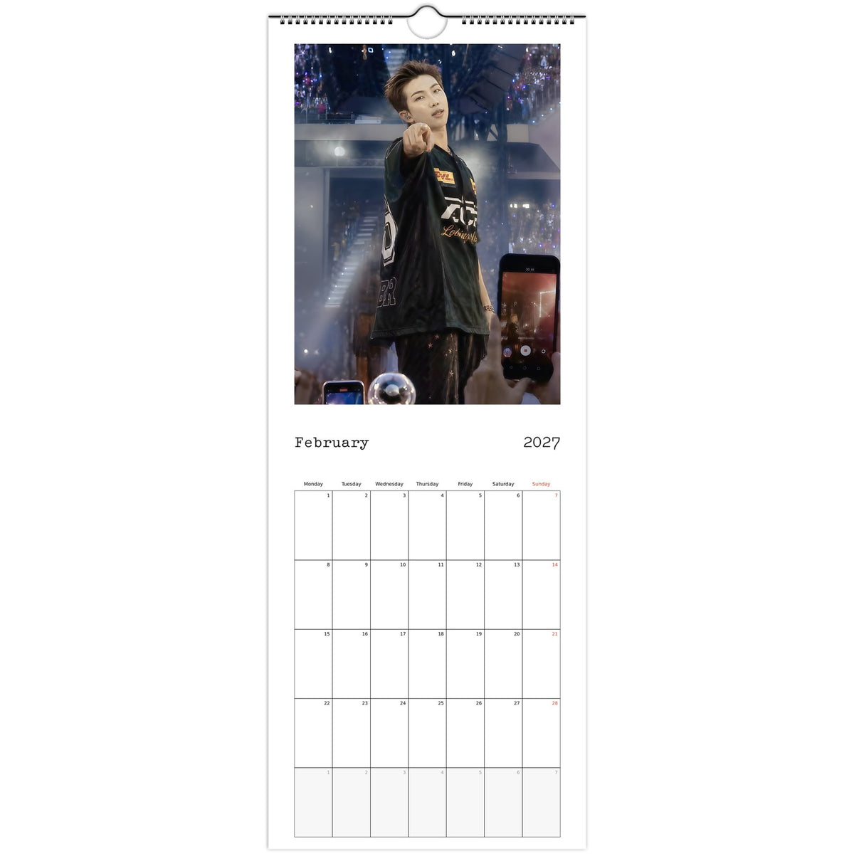 BTS RM Calendar 2027 February page