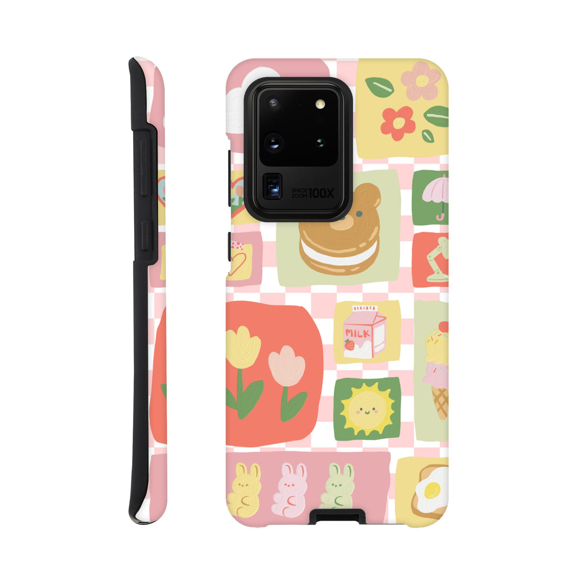 Shock‑resistant Samsung case featuring cute kawaii illustration