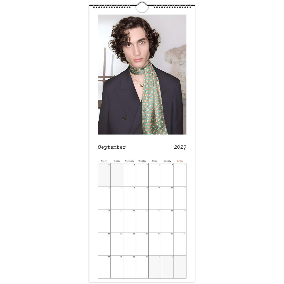 September page of sombr 2027 slim wall calendar