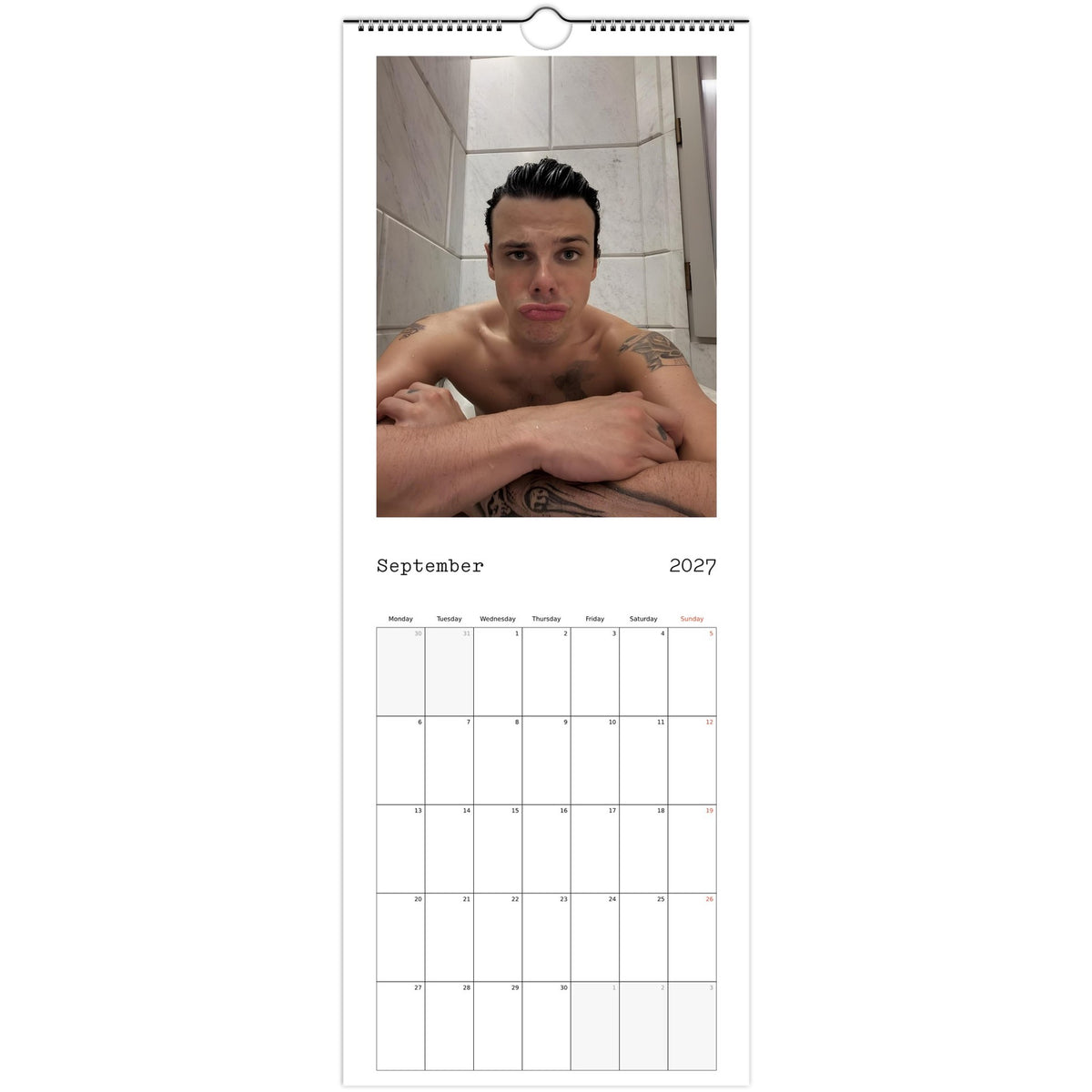 September page of YUNGBLUD 2027 slim wall calendar