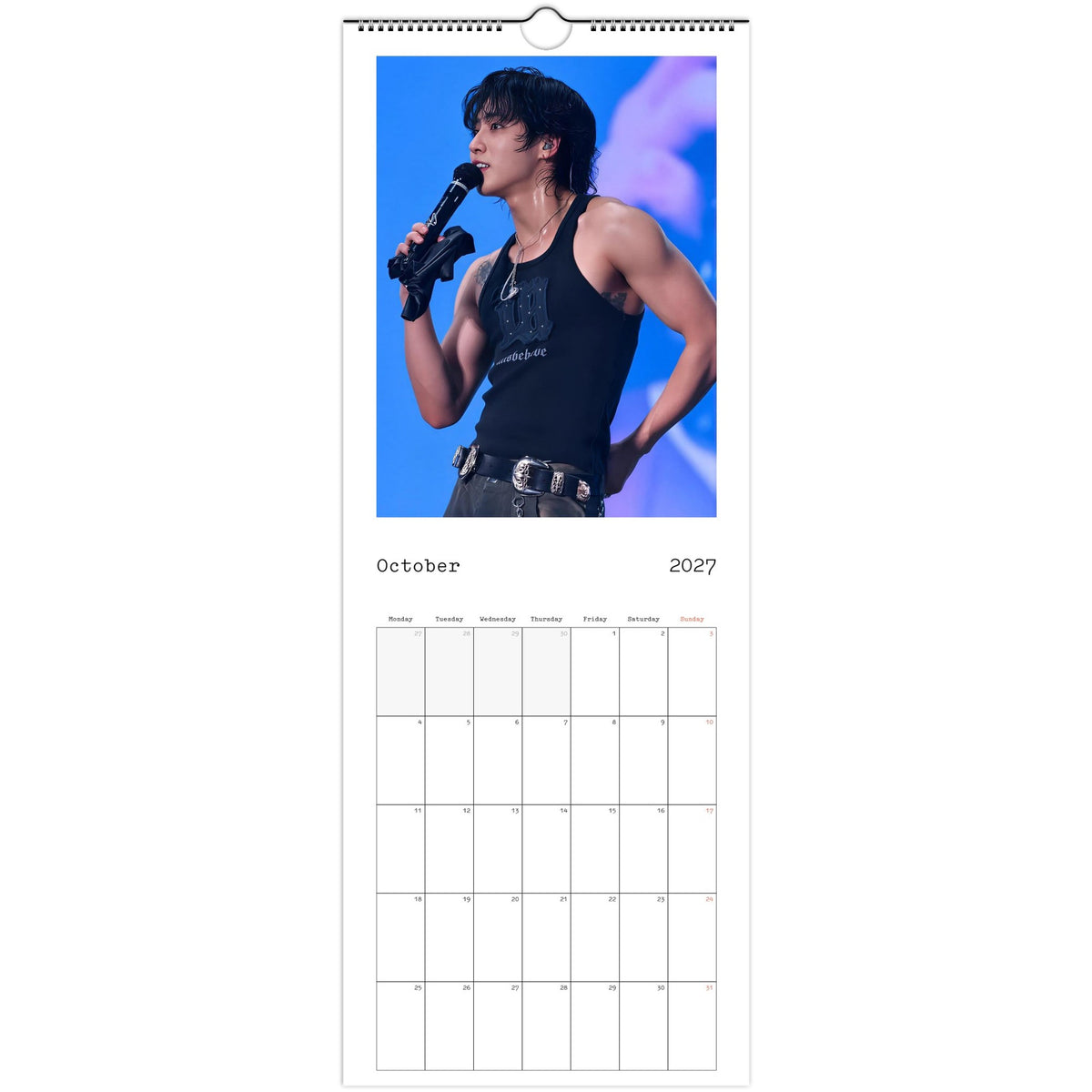 October 2027 page in Stray Kids HAN slim wall calendar