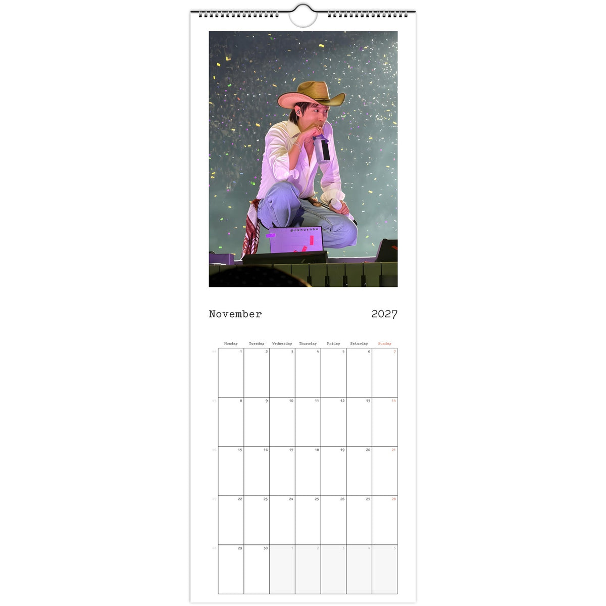 BTS J‑Hope Calendar 2027 November 