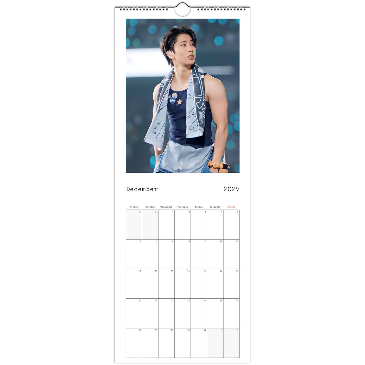 December 2027 page in Stray Kids HAN slim wall calendar