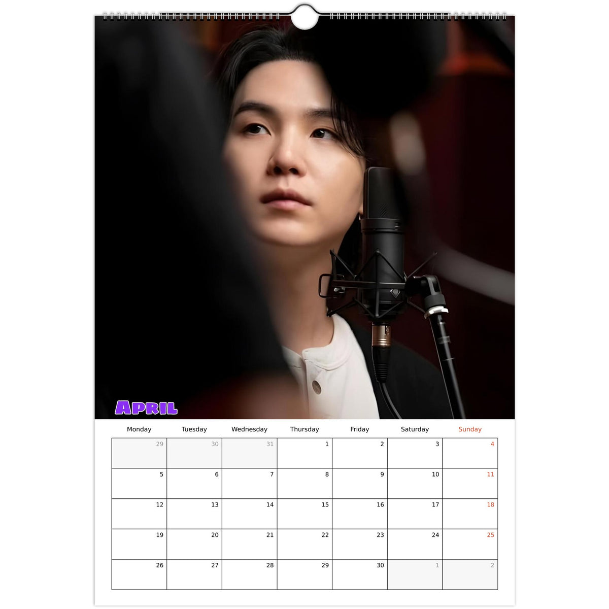 BTS Suga (Yoongi) calendar April portrait