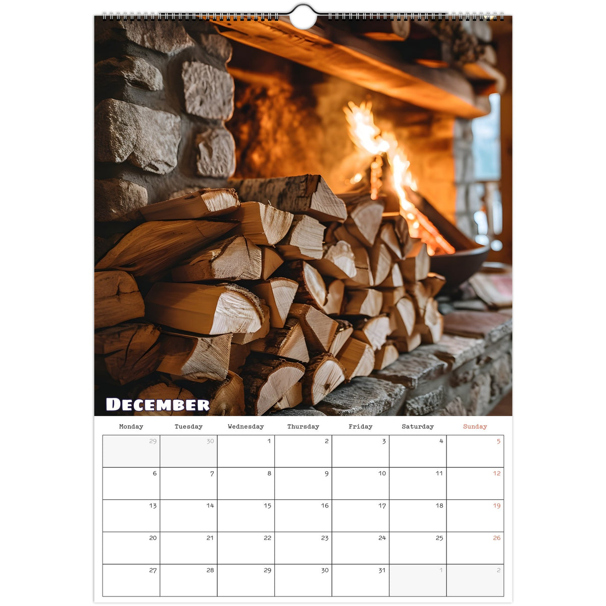 Off‑Grid Living 2027 calendar December photo