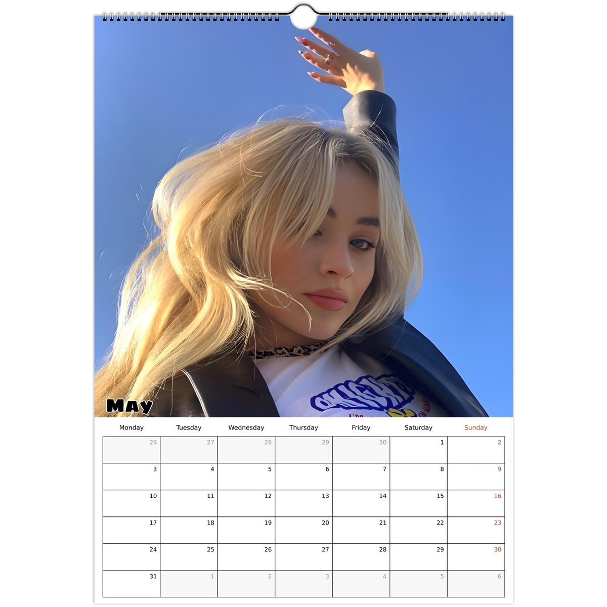 May 2027 page in Sabrina Carpenter A3 wall calendar