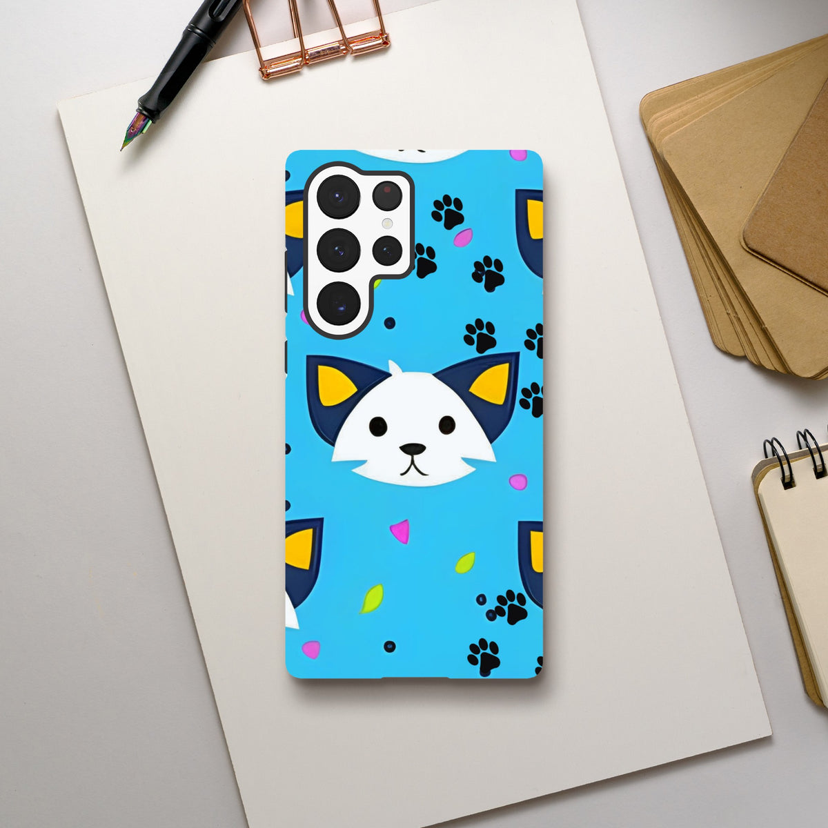 Cat & paws glossy Samsung case