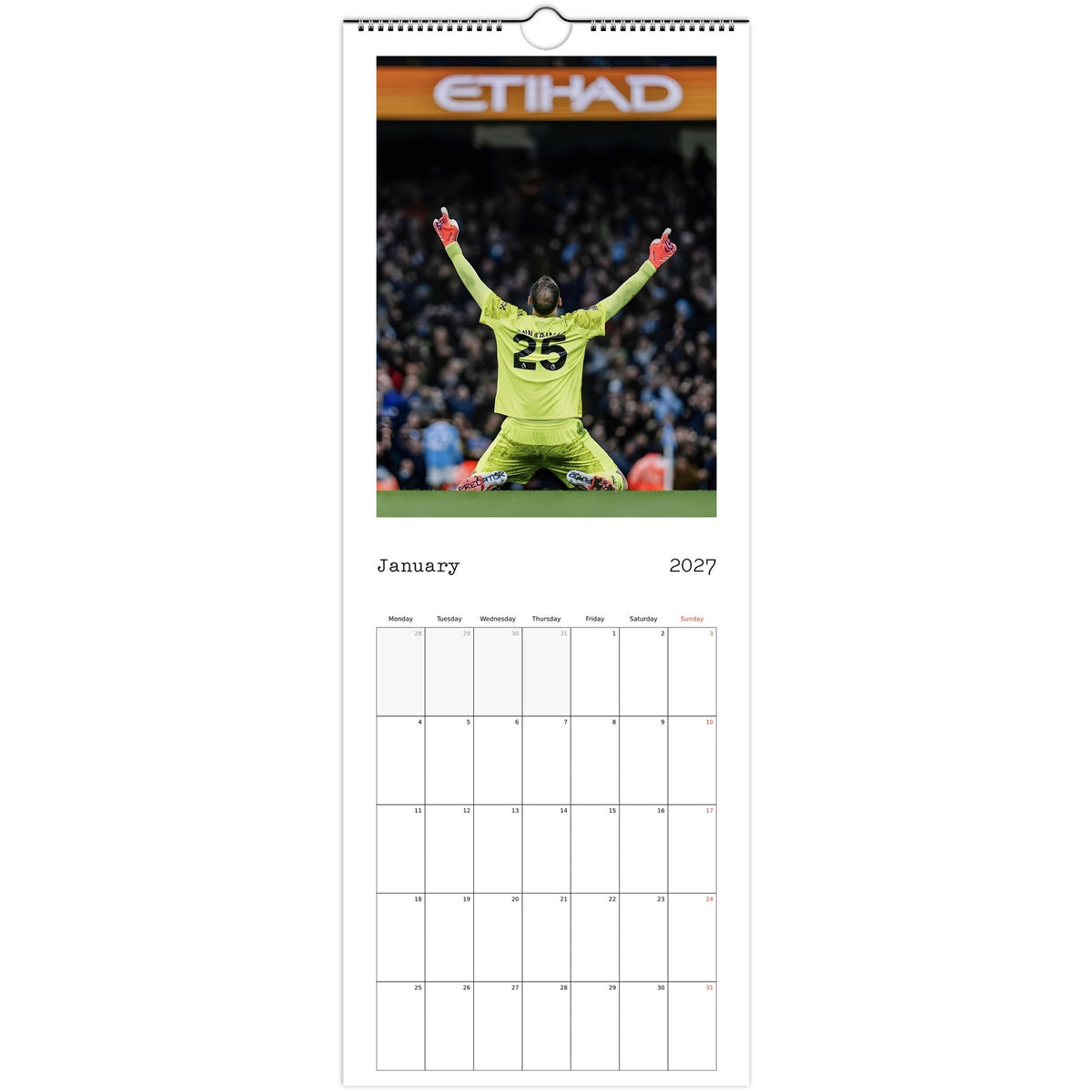 Man City Calendar 2027 January page