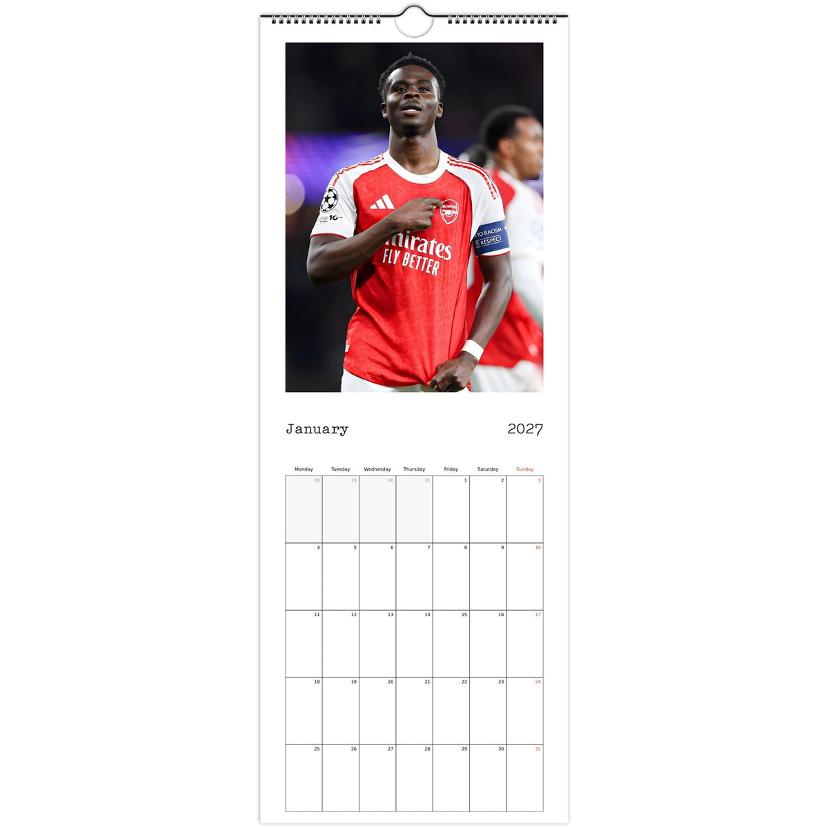 Arsenal Calendar January page