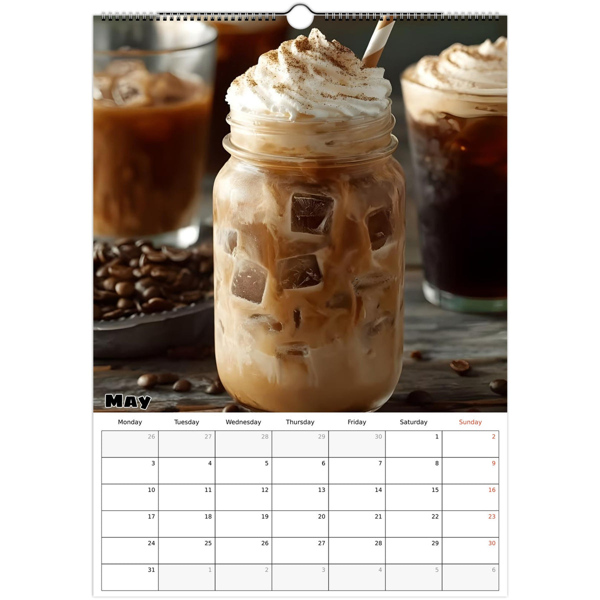 May 2027 page in Coffee Lovers A3 wall calendar