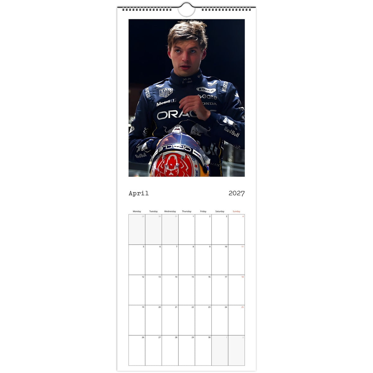 Max Verstappen Calendar 2027 April page