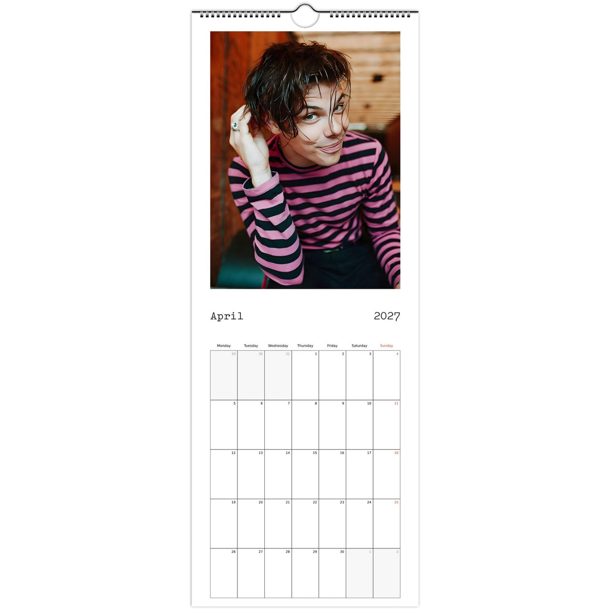 April page of YUNGBLUD 2027 slim wall calendar