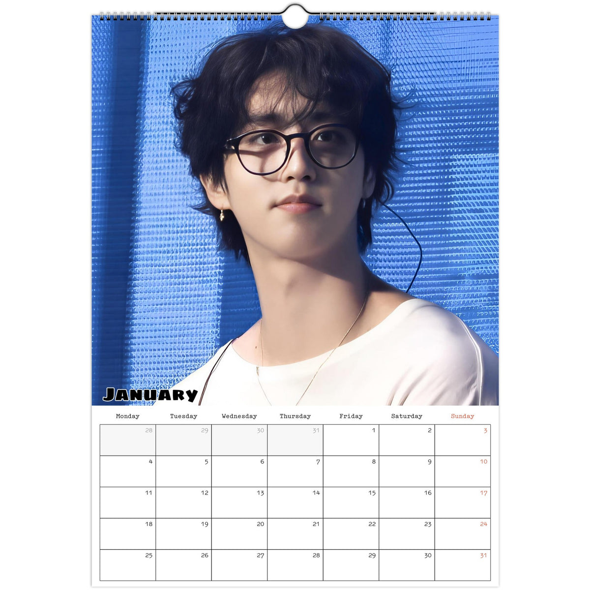 January 2027 page in Stray Kids HAN A3 wall calendar