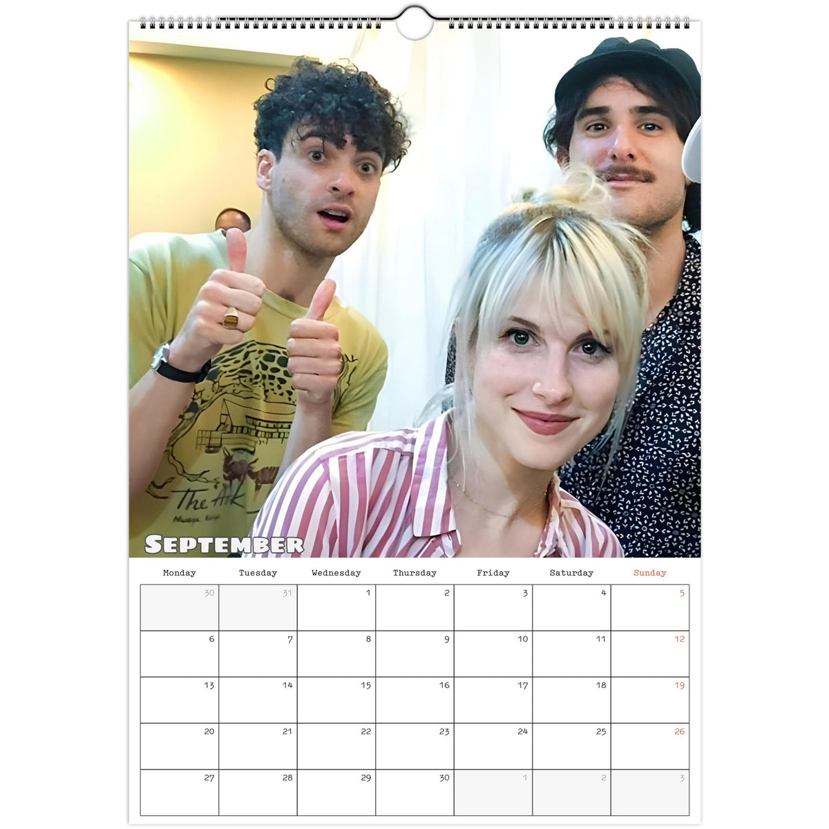 Paramore Calendar 2027 September photo