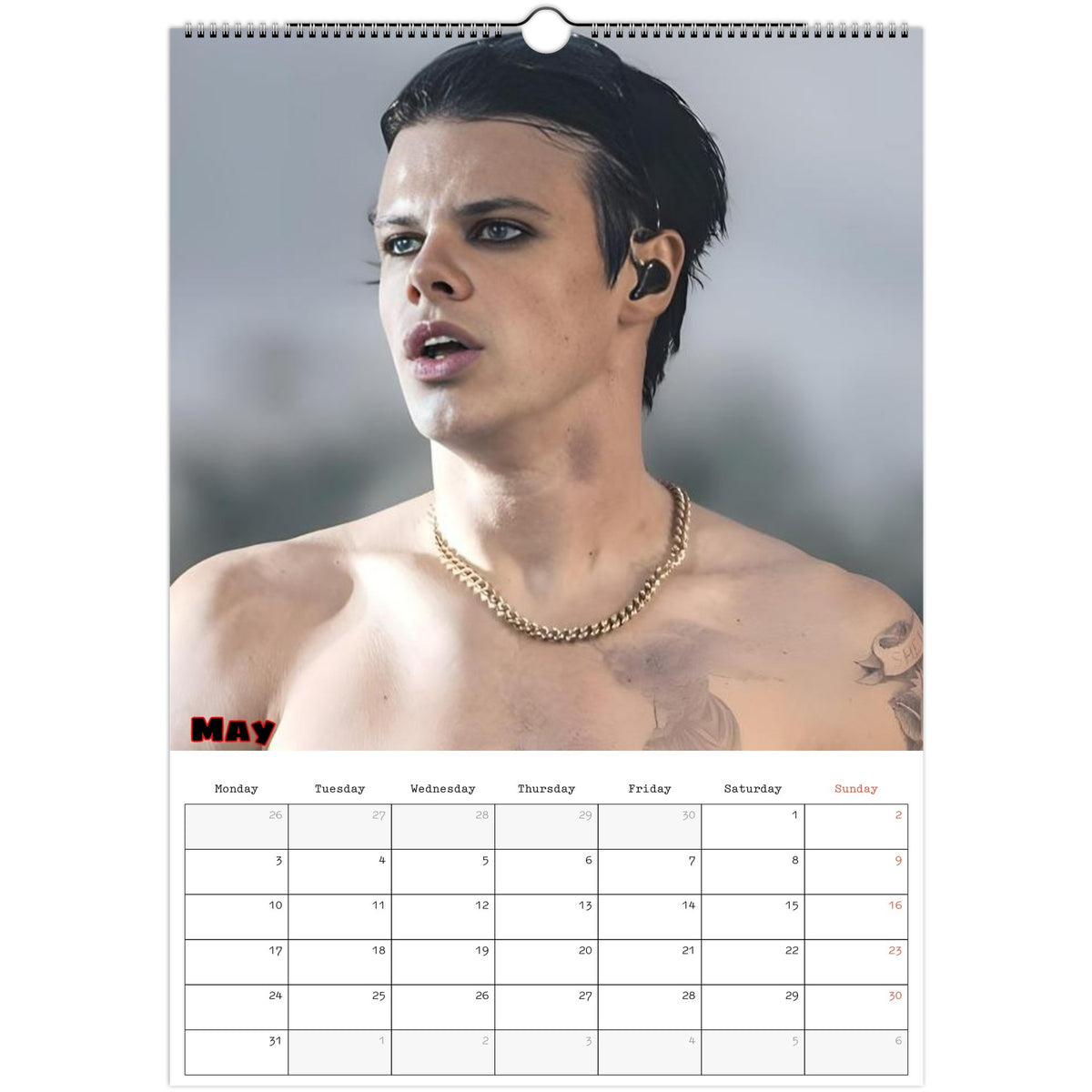 May 2027 page in YUNGBLUD A3 wall calendar