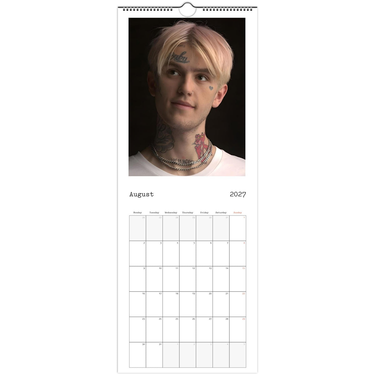 Lil Peep Calendar 2027 August photo