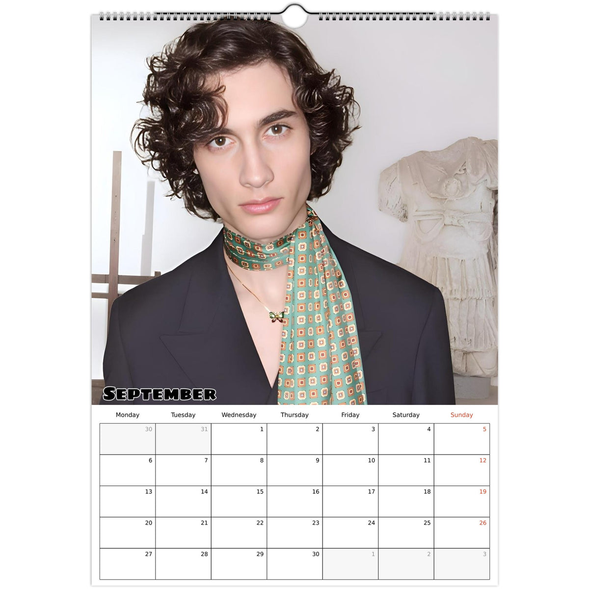 September page of sombr 2027 A3 wall calendar