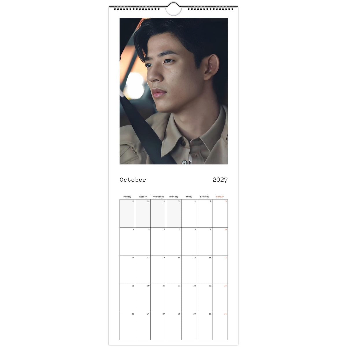October 2027 page in Park Solomon Lomon slim wall calendar