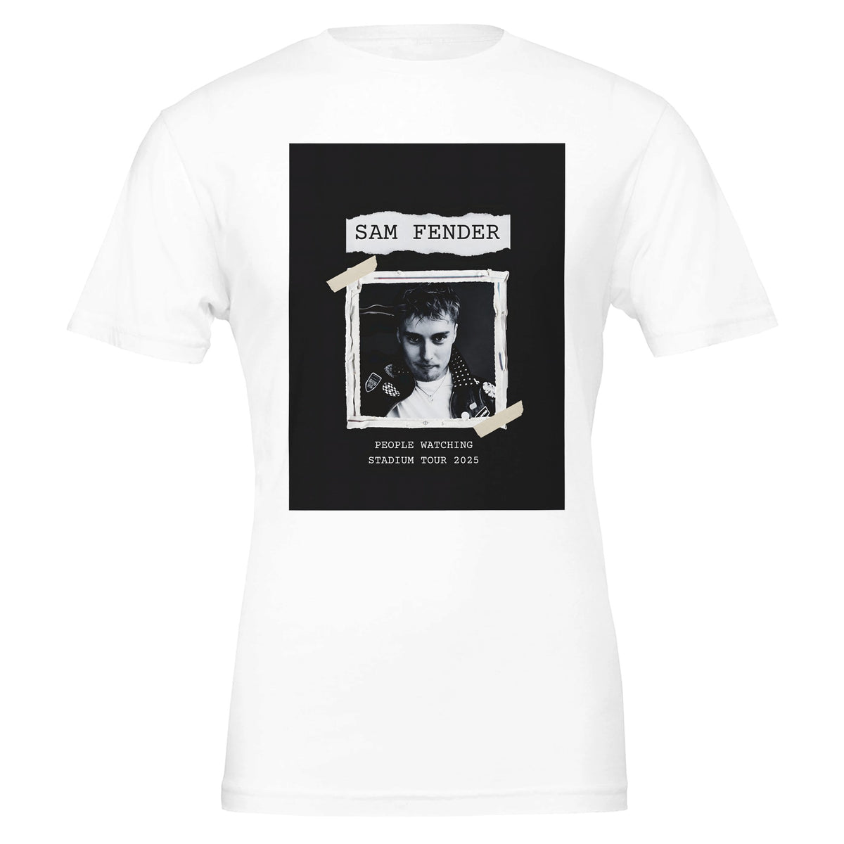 Black or white Sam Fender tour 2025 shirt for fans