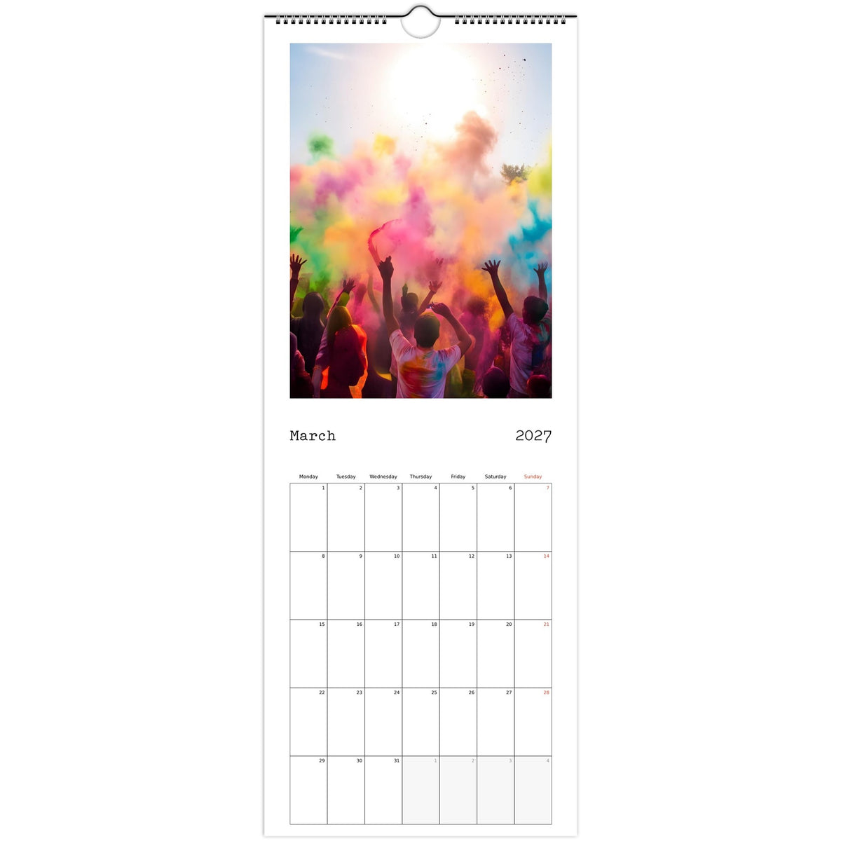 Beautiful India 2027 calendar March page