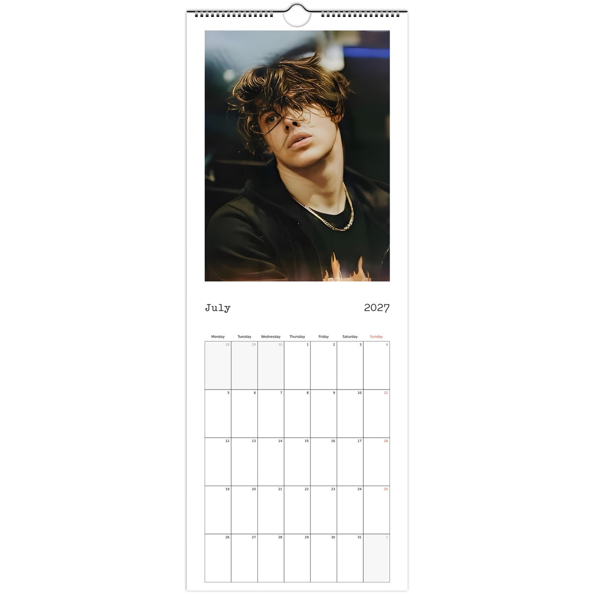 July page of YUNGBLUD 2027 slim wall calendar